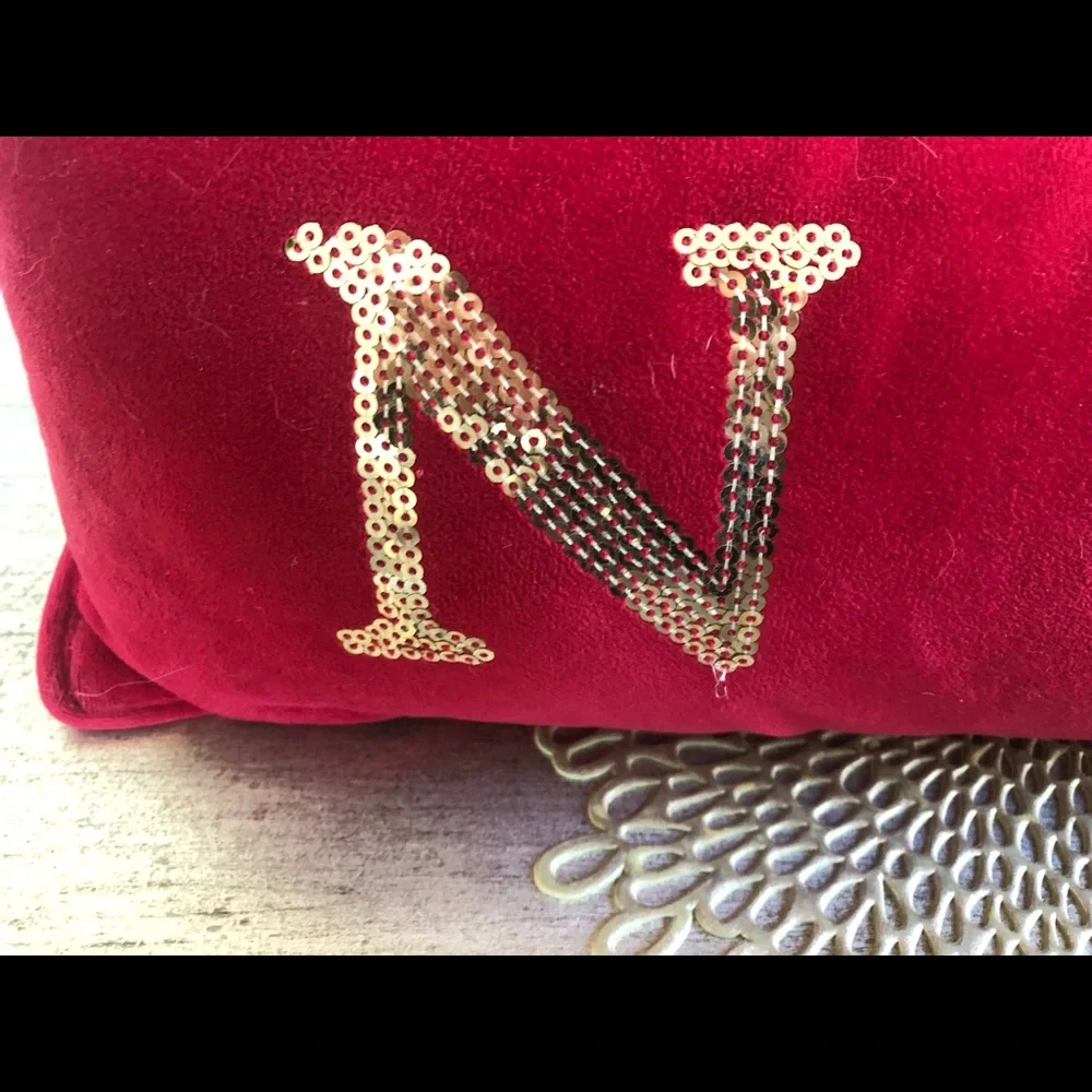 Noel Holiday Red Rectangle Throw Pillow